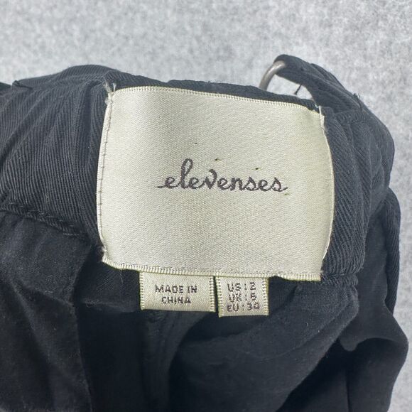 Elevenses Jumpsuit Womens 2 Black Anthropologie Sable Romper Cropped Wide Leg - Picture 9 of 11